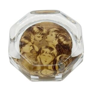Vintage Glass Paperweight "The Cherub Choir" After Reynolds Angel Heads